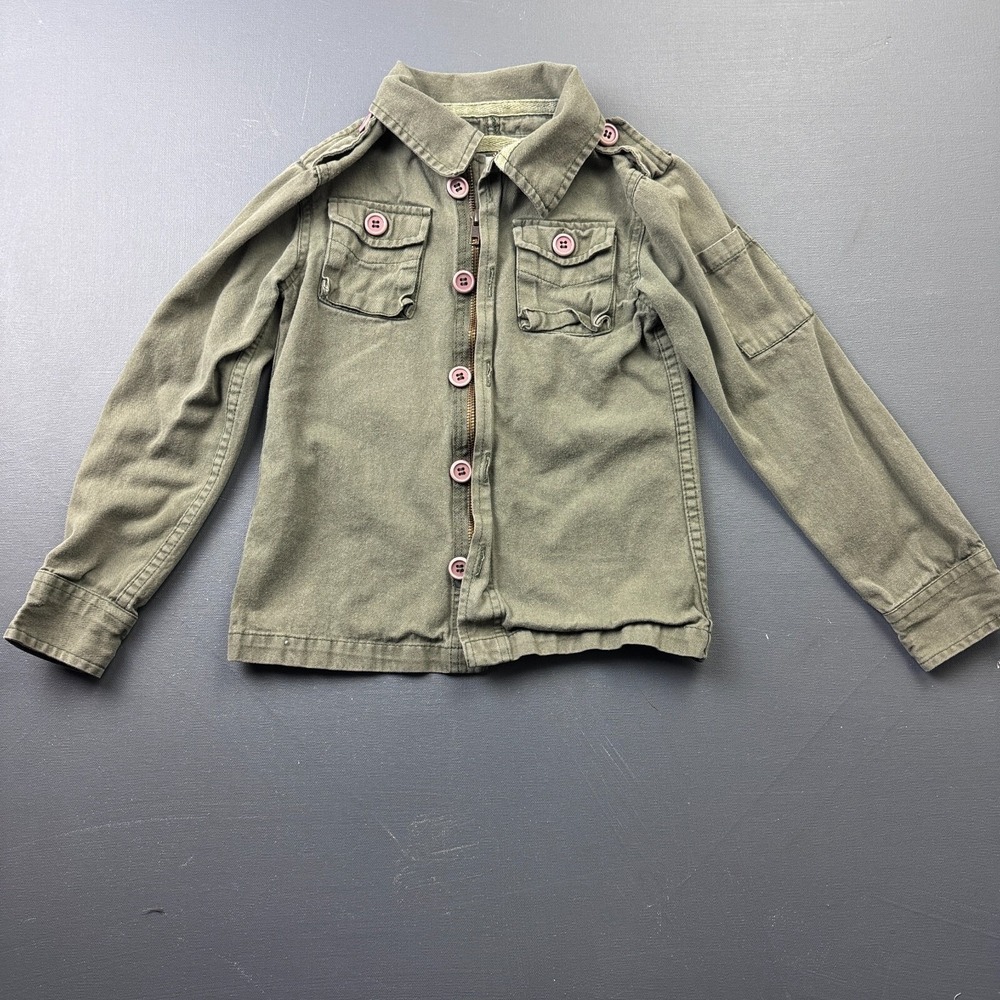 SGT Fletcher Girls Small Army Green Military Jacket Explorer Graphic Utility Top